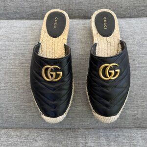 Gucci Double G Logo Leather Espadrilles Women's Size: 7.5 | IT 37.5